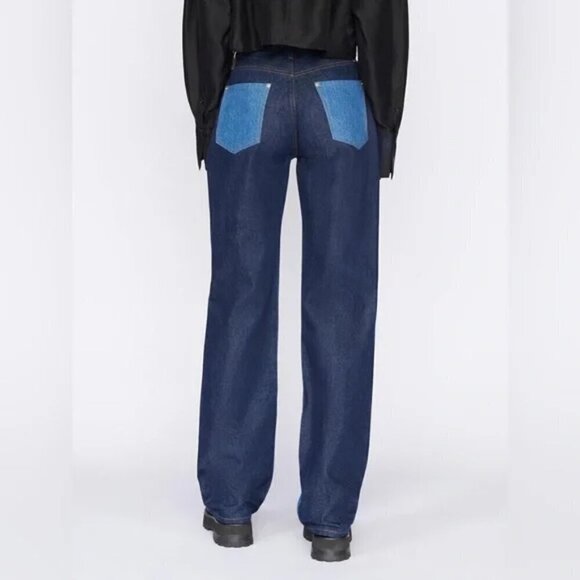 New FRAME Denim Le Contrast Jane High Rise Contrast Patchwork Jeans- Size 25 - Picture 3 of 9